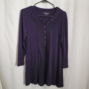 Croft & Barrow Top Dark Purple Medium flowy lace stretchy crochet Rayon classic